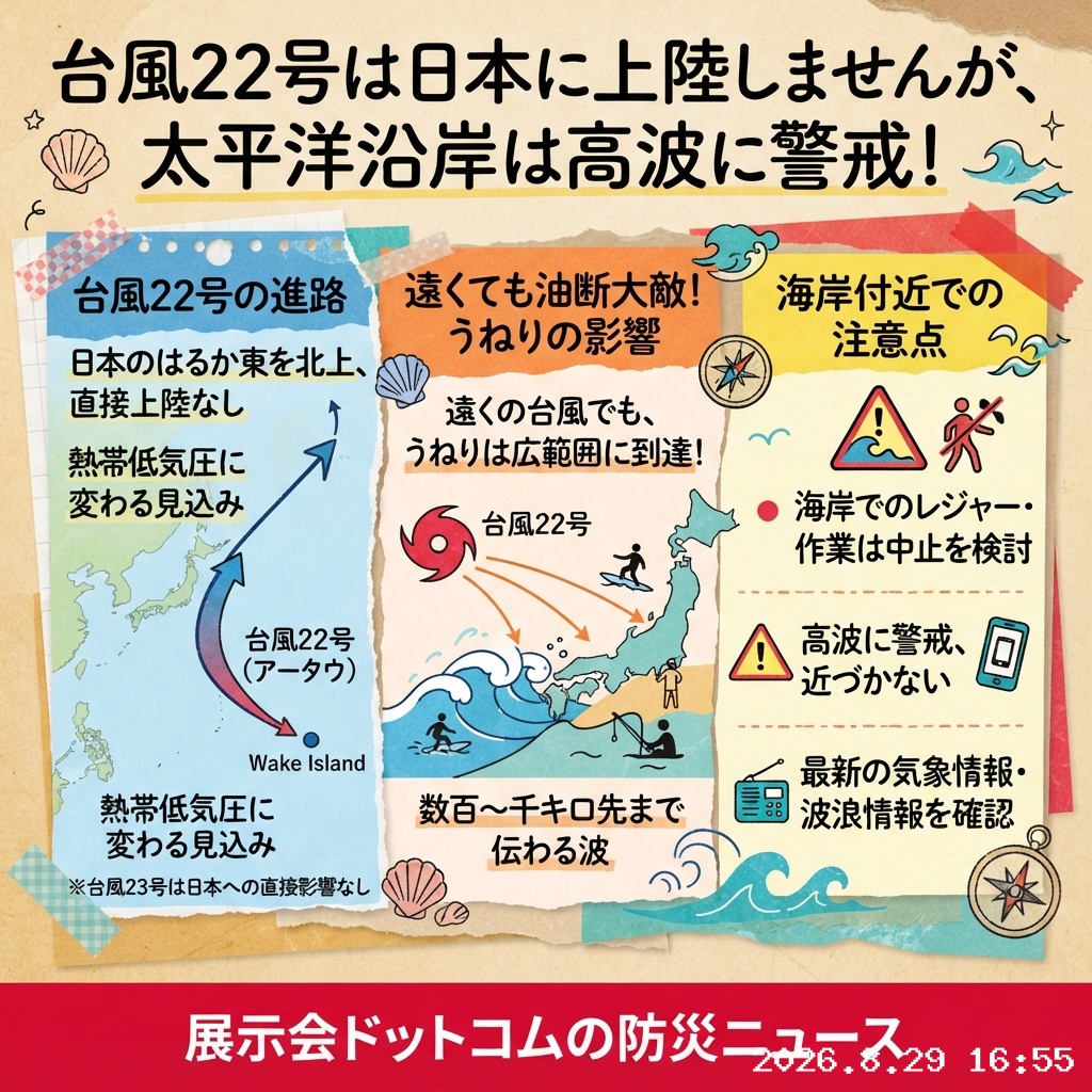 議員webニュース 台風22号、日本太平洋側にうねりの可能性