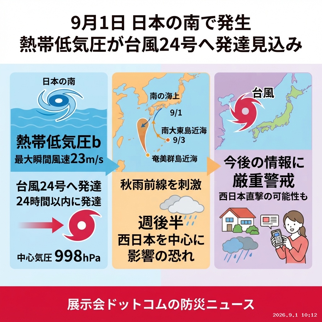 議員webニュース 新たな熱帯低気圧が台風24号に発達へ 西日本接近の可能性