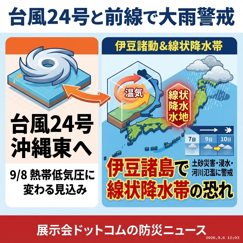 議員webニュース 台風24号、沖縄本島付近を東進 本州で線状降水帯の可能性