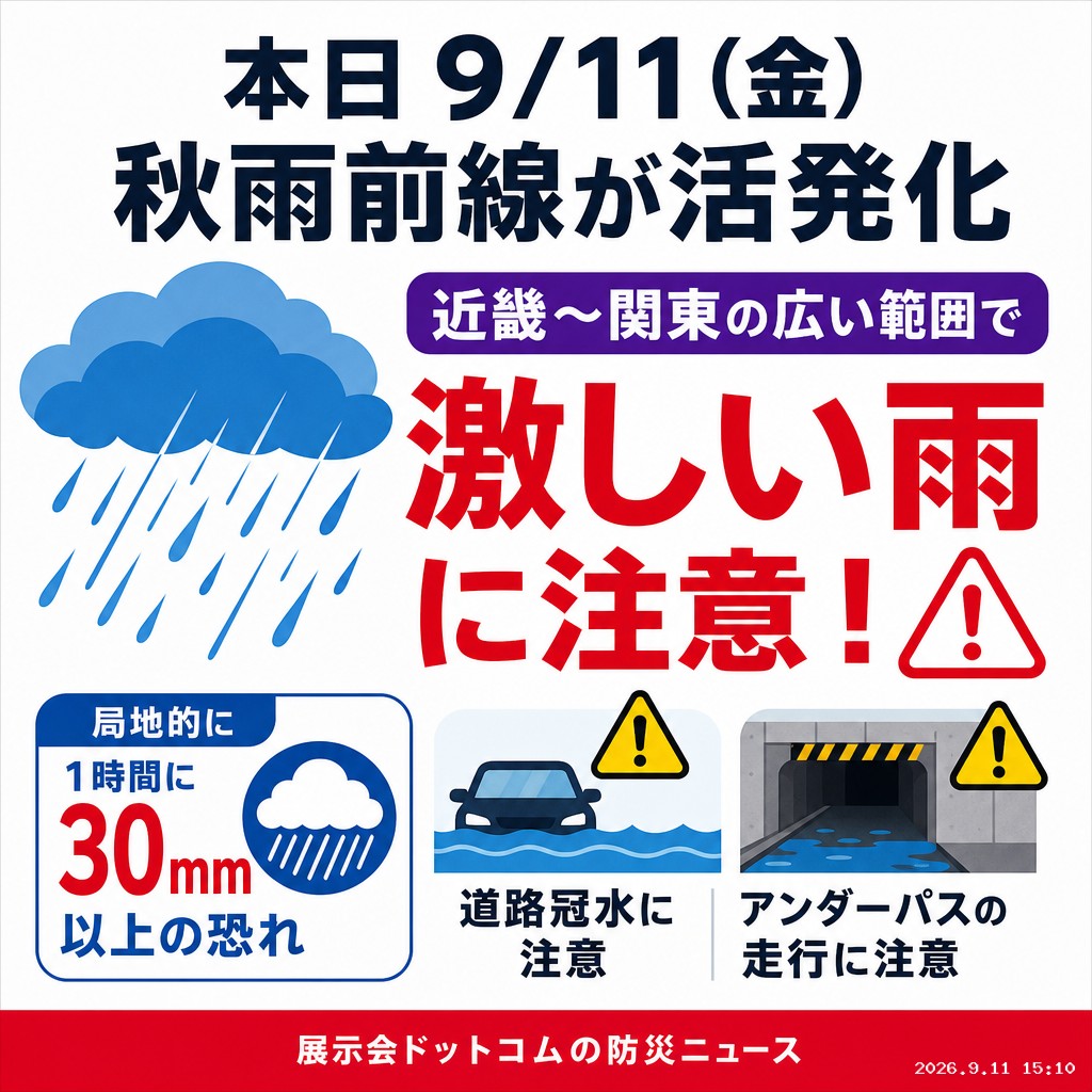 議員webニュース 本日、近畿から関東で激しい雨に警戒