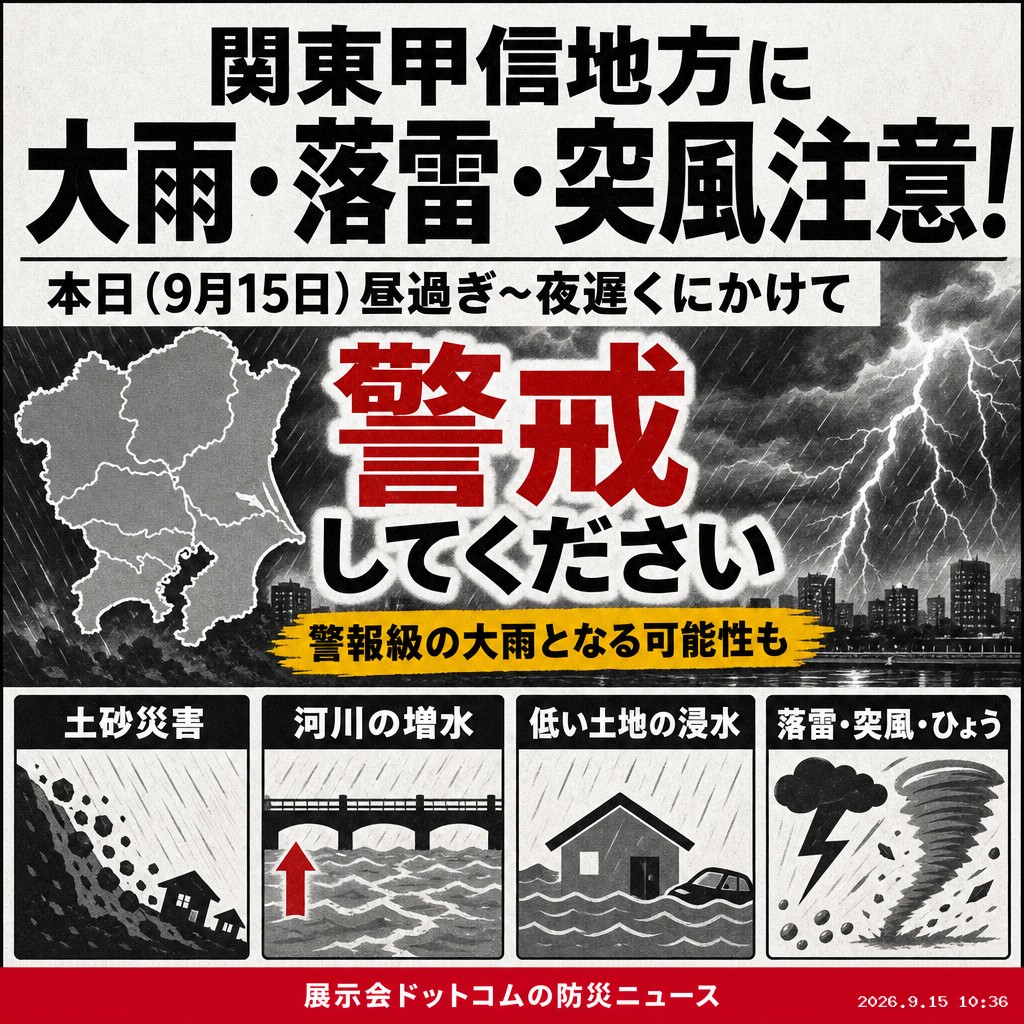 議員webニュース 関東甲信で大雨警戒、土砂災害などに注意
