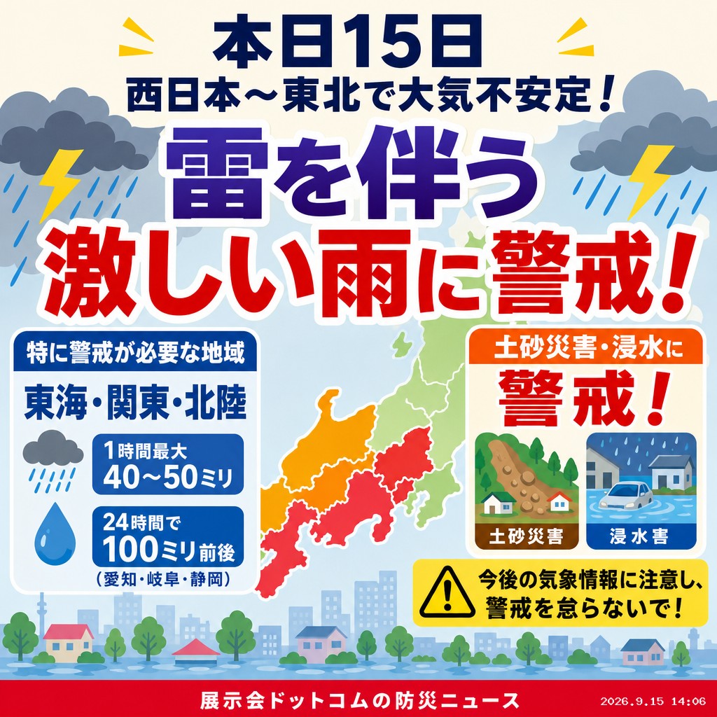 議員webニュース 全国的に大気不安定、広範囲で雷雨・大雨警戒