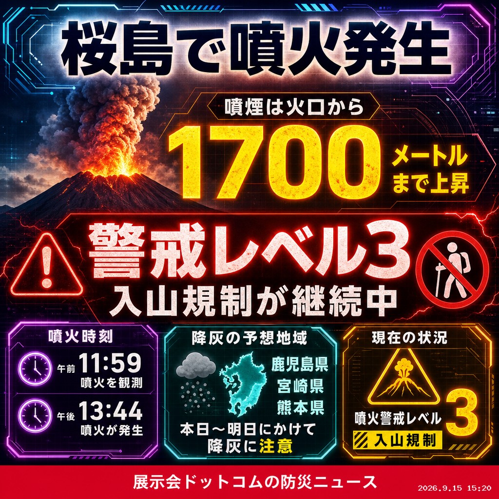 議員webニュース 桜島で噴火、噴煙1700mを観測