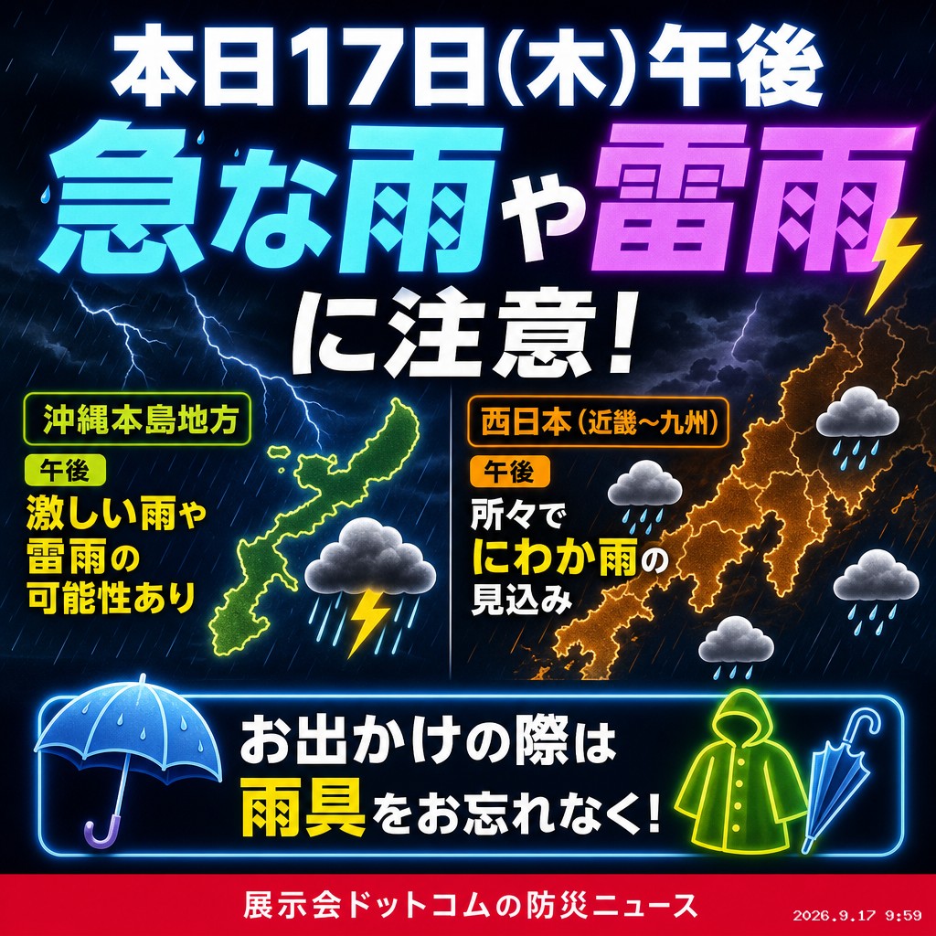 議員webニュース 沖縄本島で激しい雨に注意、西日本もにわか雨