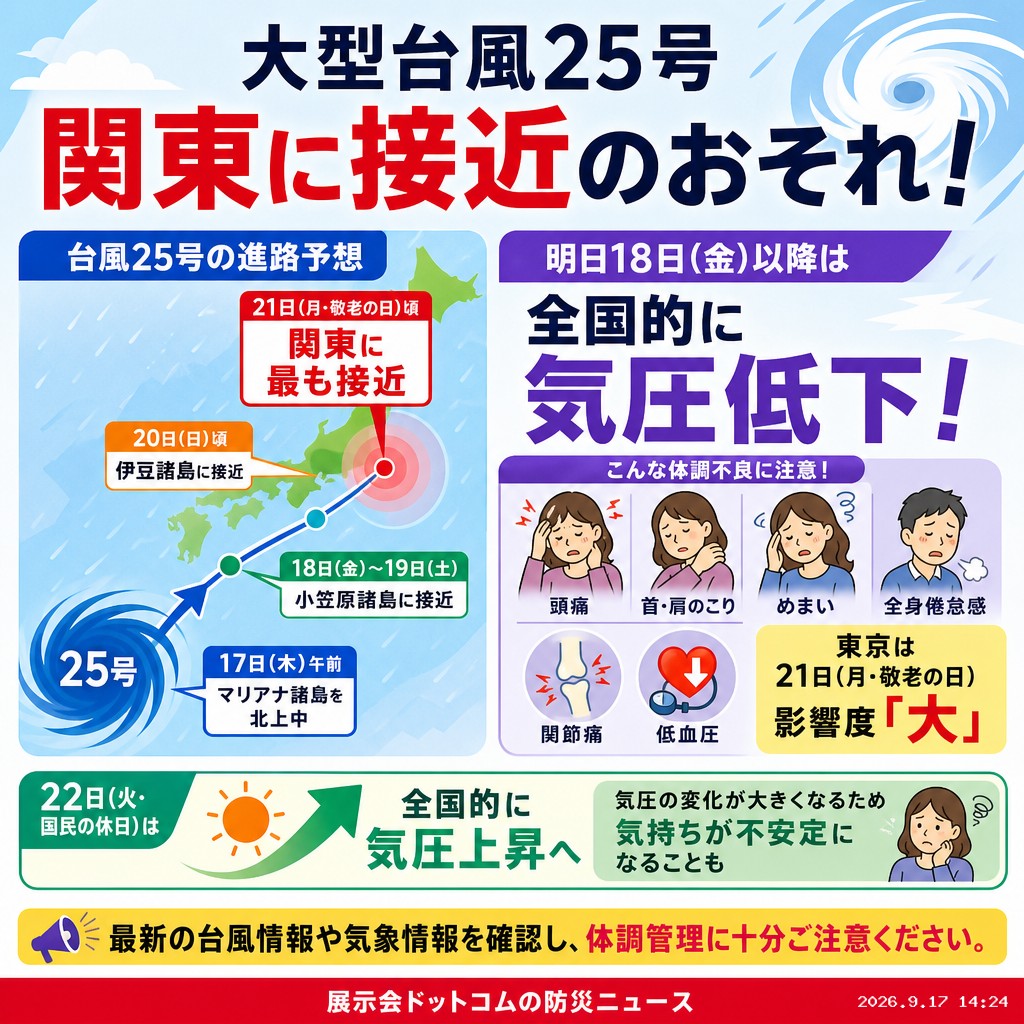 議員webニュース 台風25号接近、全国的に気圧低下に注意