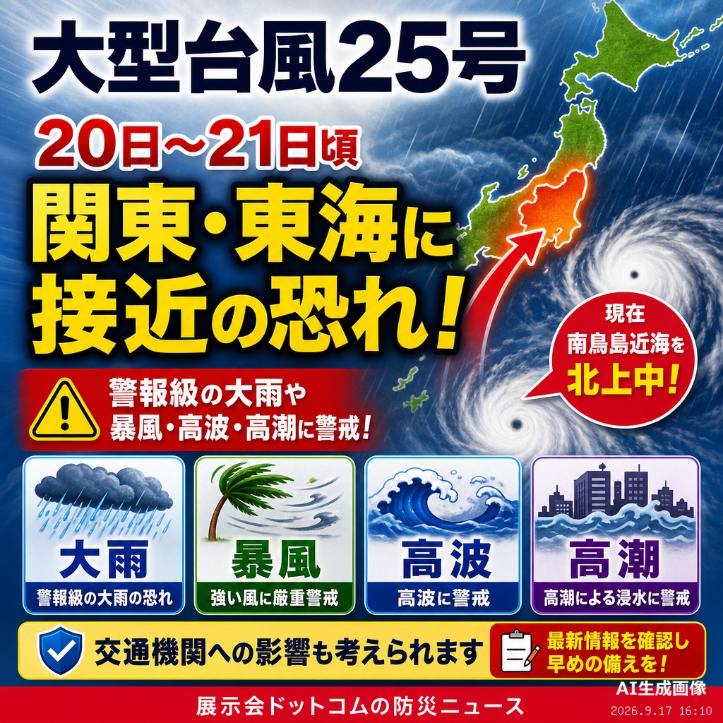 議員webニュース 大型台風25号、シルバーウィークに関東・東海接近か
