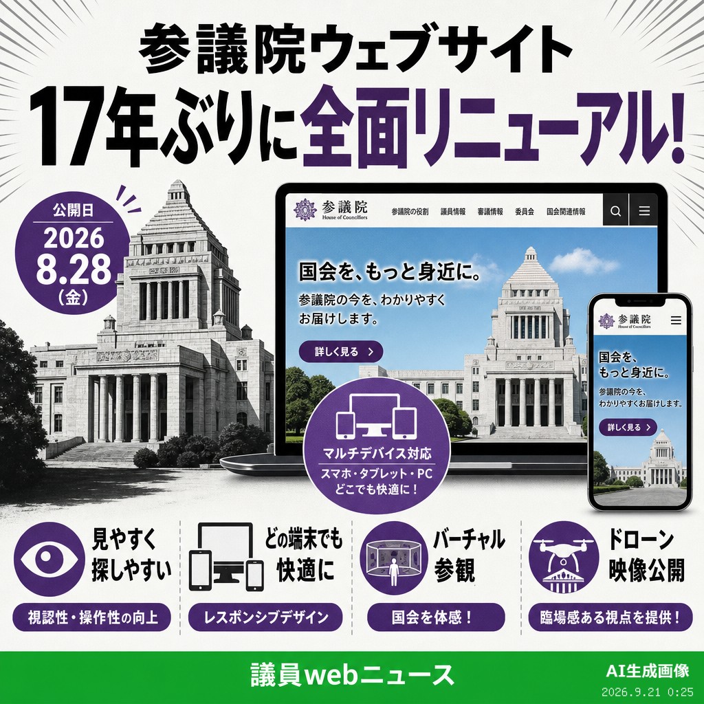 議員webニュース 参議院ウェブサイト 17年ぶり全面刷新