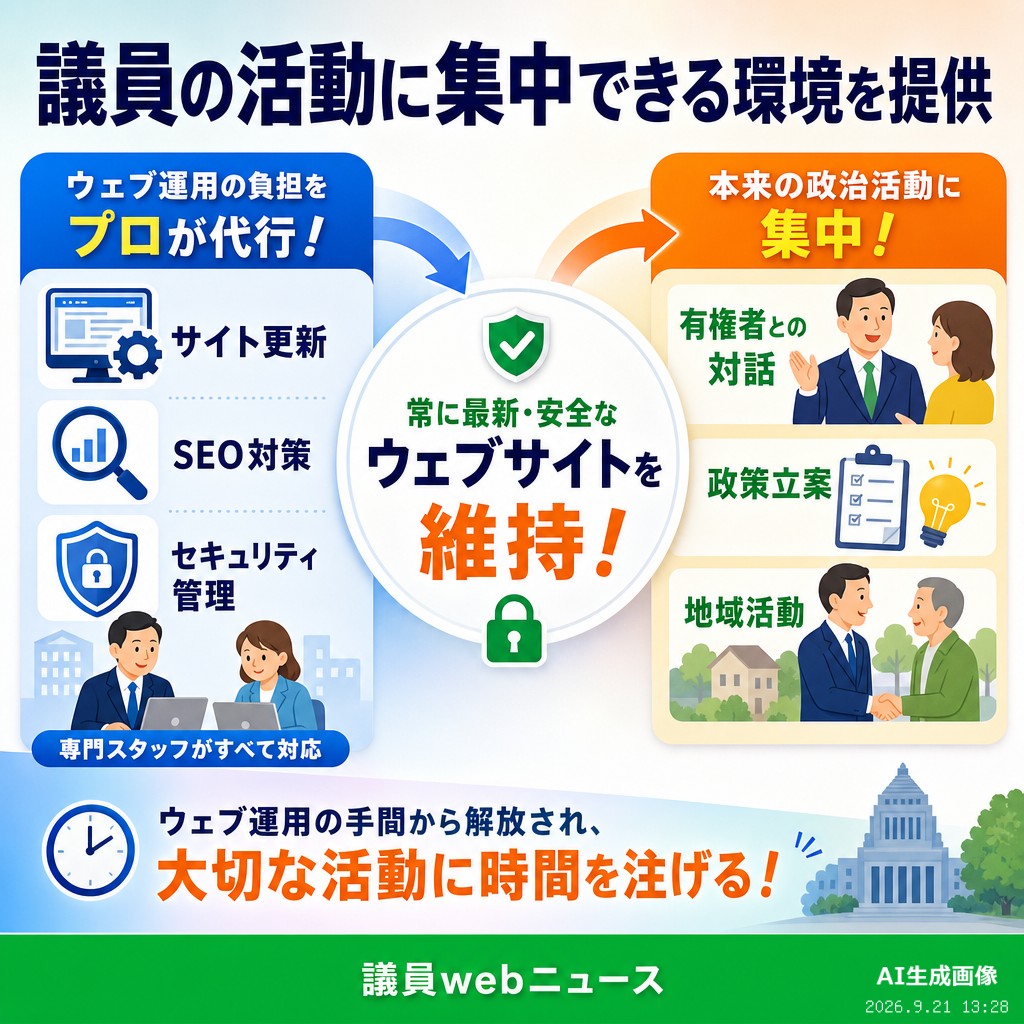 議員webニュース ウェブ運用代行で、政治活動に専念